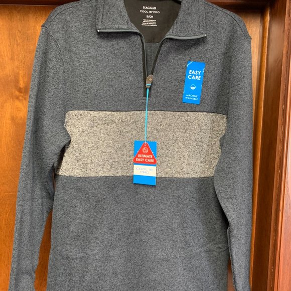 Men's "Haggar" LS 1/4 zip charcoal grey sweater - NWT - S - Picture 2 of 5